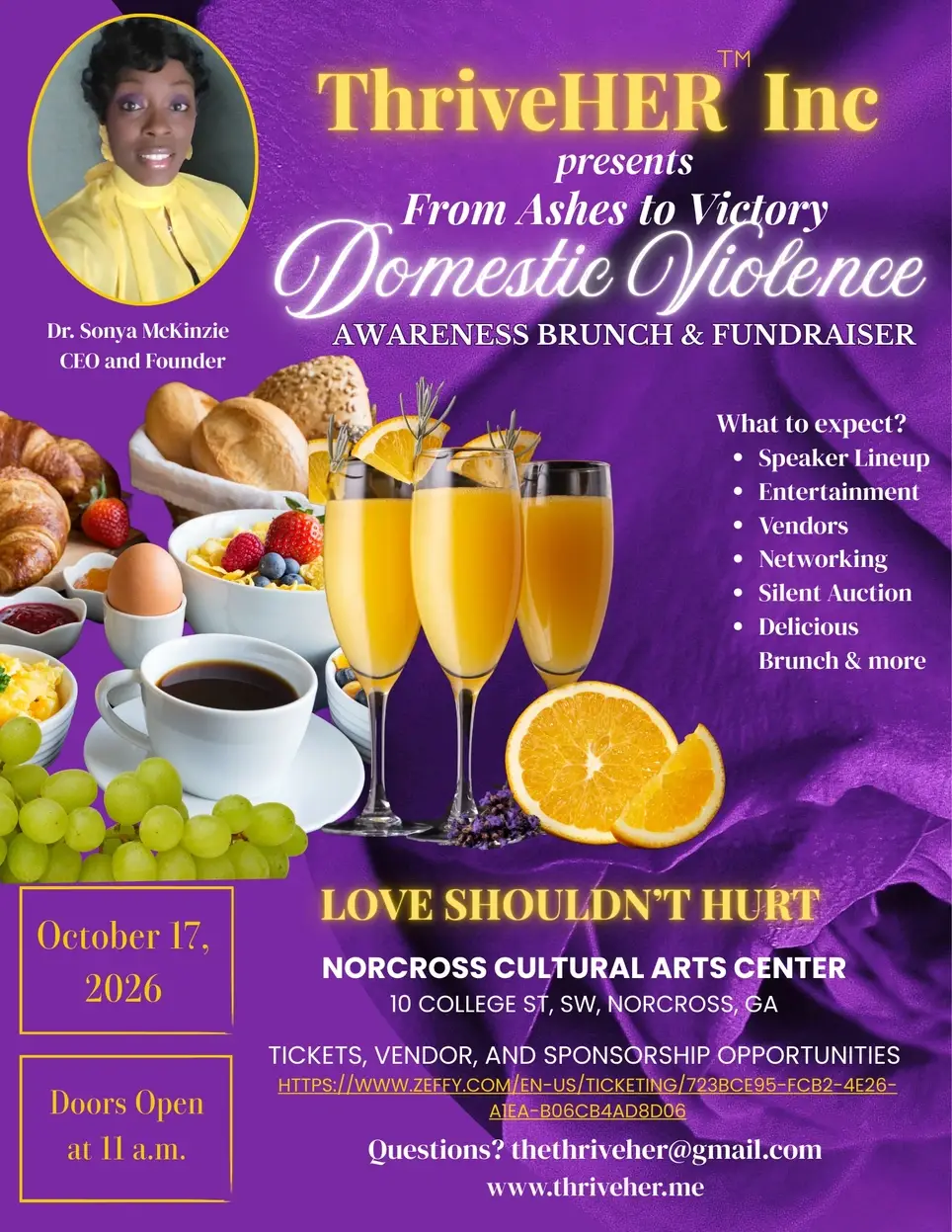 Seeking Volunteers to help set up and breakdown Domestic Violence Awareness Brunch and Fundraiser