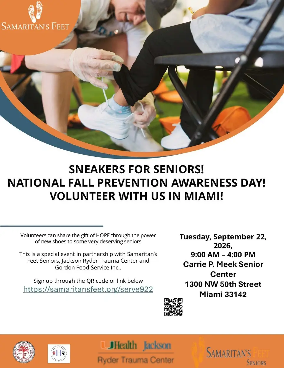 SNEAKERS FOR SENIORS! NATIONAL FALL PREVENTION AWARENESS DAY! VOLUNTEER WITH US IN MIAMI FLORIDA