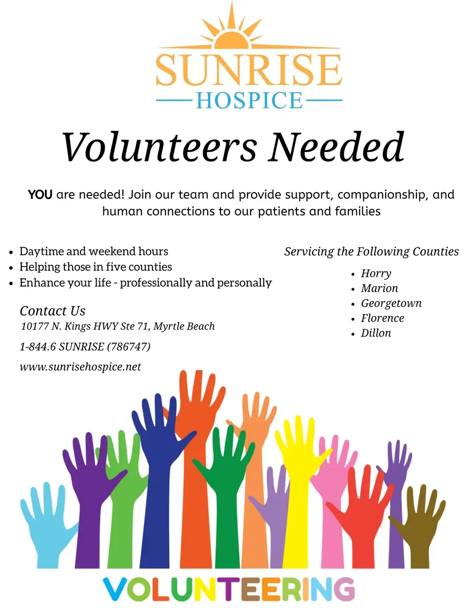 Become a Volunteer with Sunrise Hospice