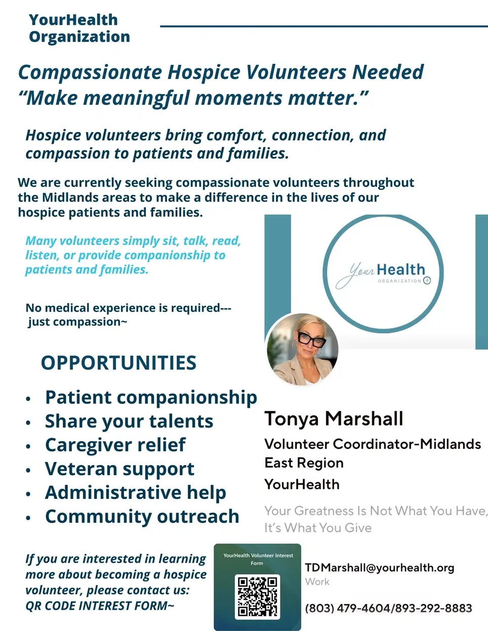 Compassionate Hospice Volunteers Needed "Make meaningful moments matter."