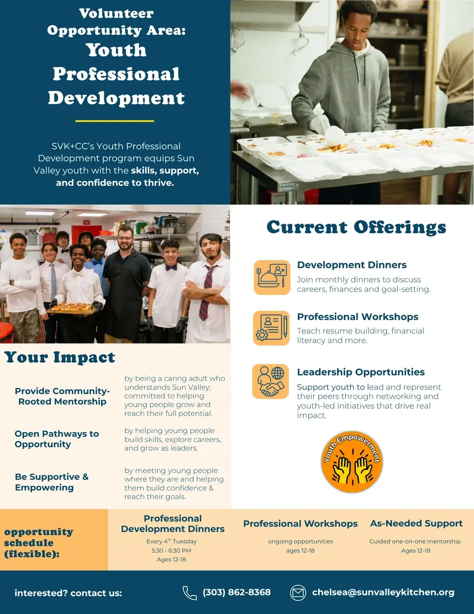 Support Youth Professional Development in Denver's Sun Valley! Multiple Roles Available.