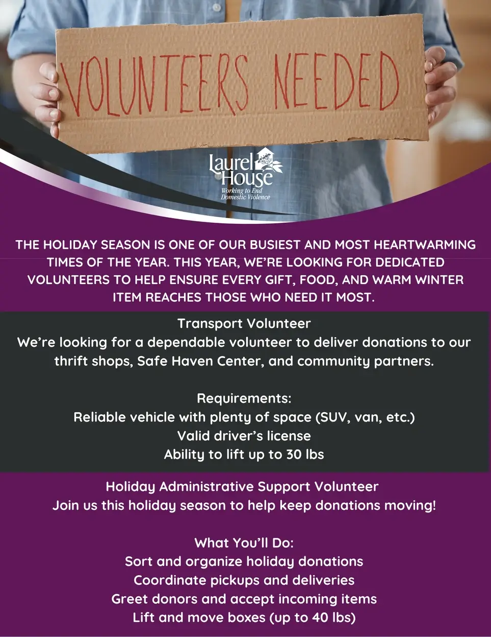 Laurel House Holiday Helpers