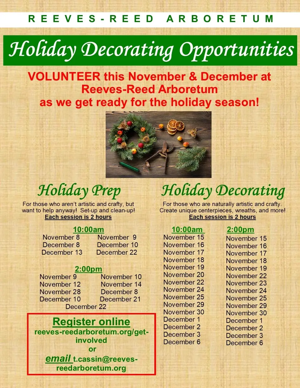 Holiday Decorating at Reeves-Reed Arboretum