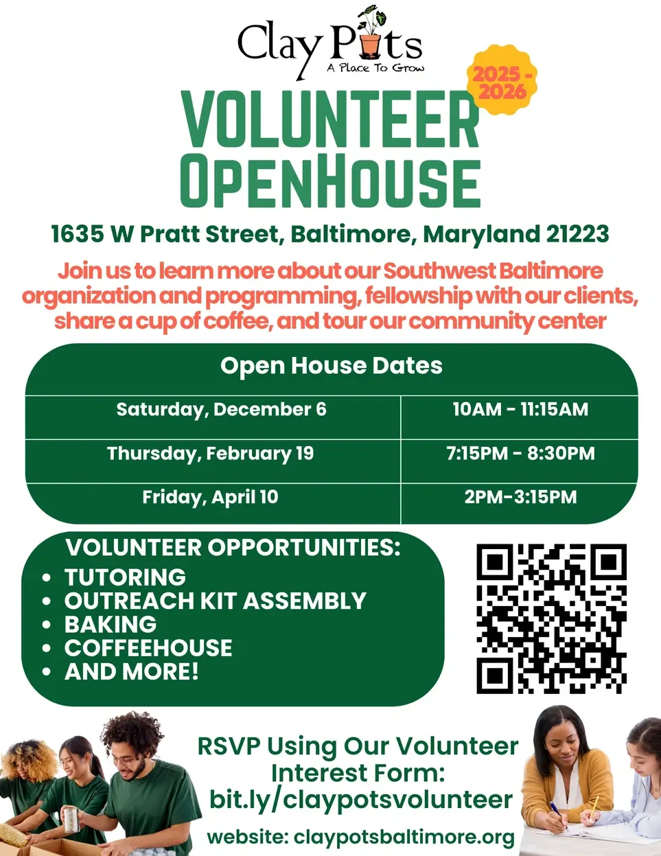 Community Center Volunteer Open House - Looking for Tutors, Bakers, Etc.
