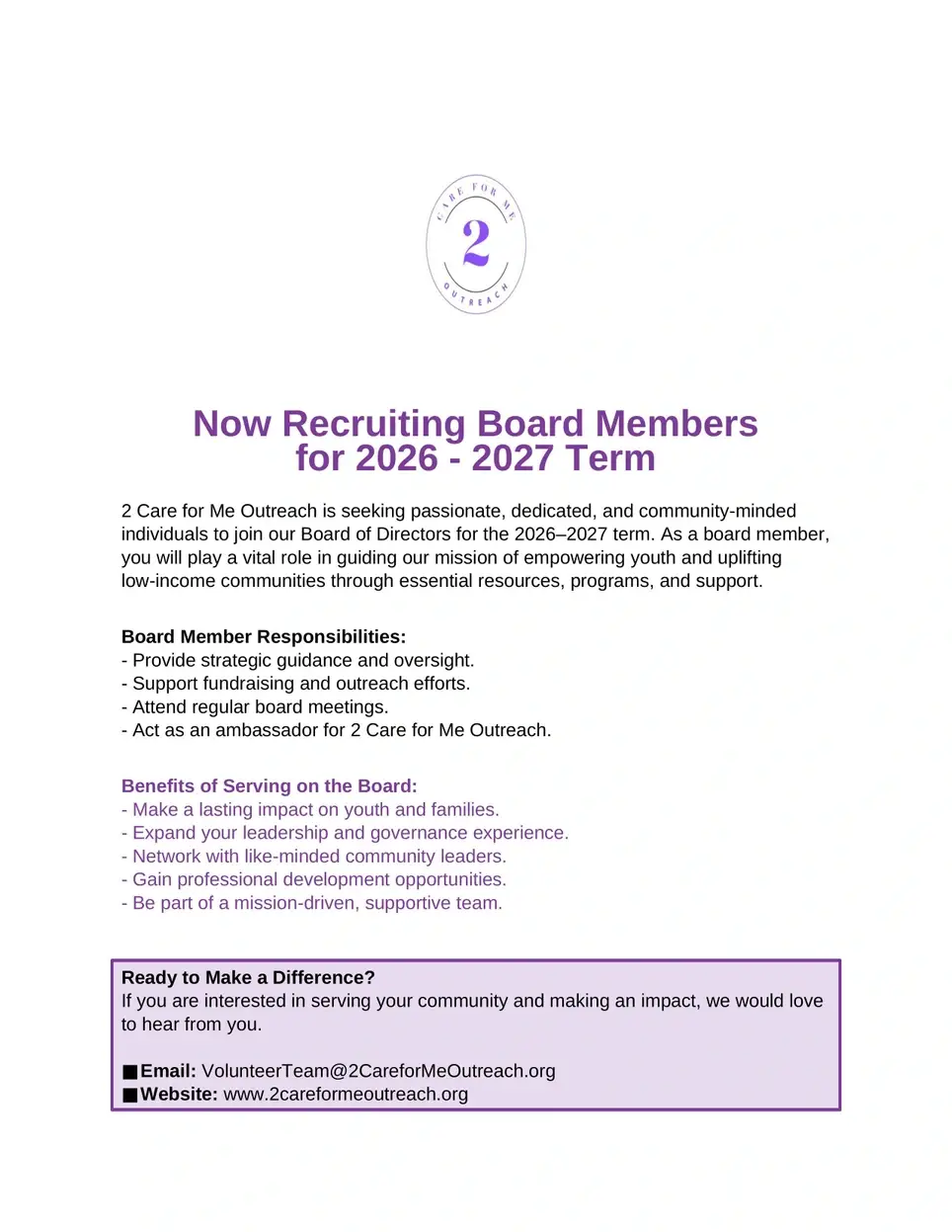 Join Our Board of Directors (2026-2027 Term)