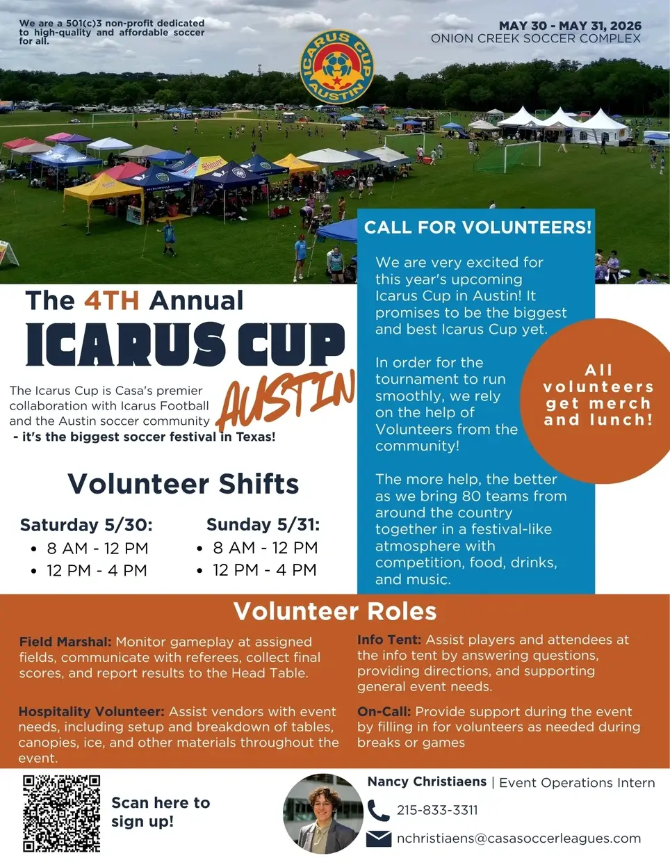 CASA's Icarus Cup Soccer Tournament Volunteer
