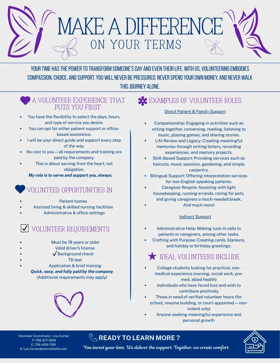Join the Eternal Faith Hospice Volunteer Squad !