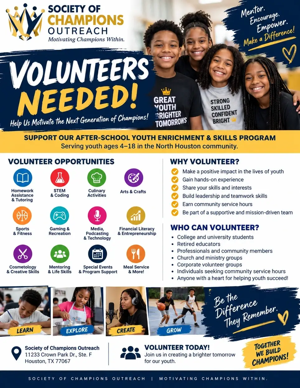 Society of Outreach FREE After School Enrichment & Life Skills Program