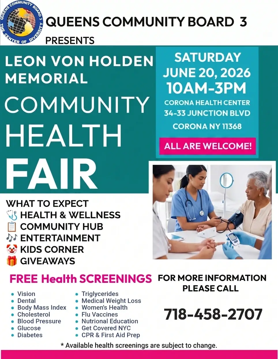 Volunteers Needed Queens Community Board 3 2026 Health Fair