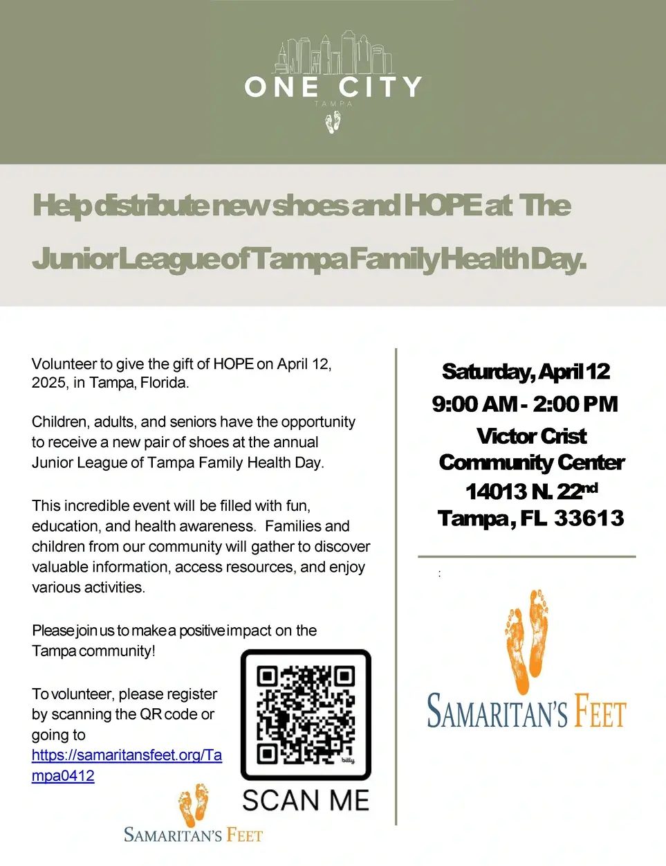Volunteer to give the gift of Hope at the Junior League of Tampa Family Health Day on March 21, 2026!