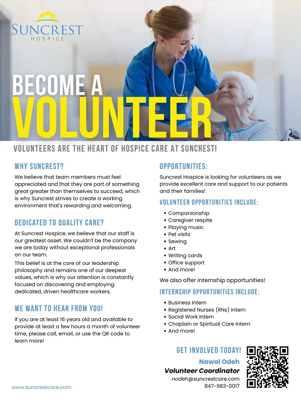 Companionship Volunteering- Suncrest Hospice- Orland Park