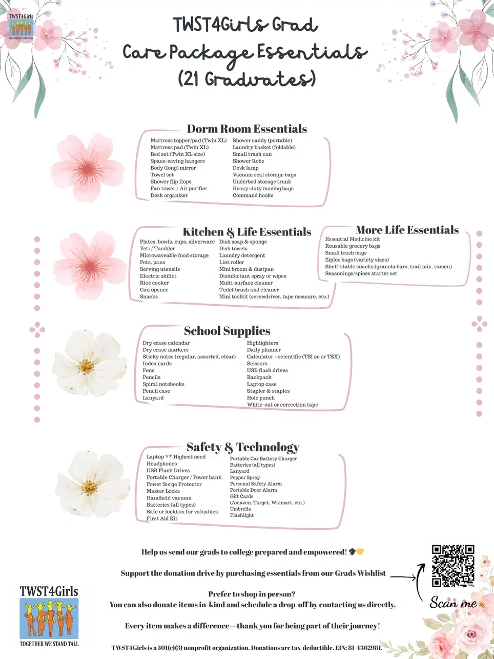 Supplies Drive Volunteers (Support for college-bound girls)