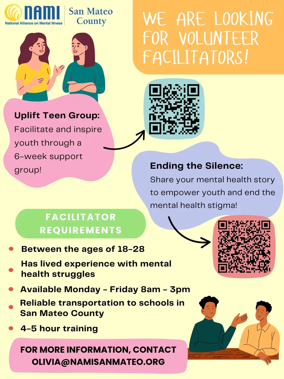 NAMI San Mateo County is looking for Volunteer Facilitators: Uplift Teen Group!