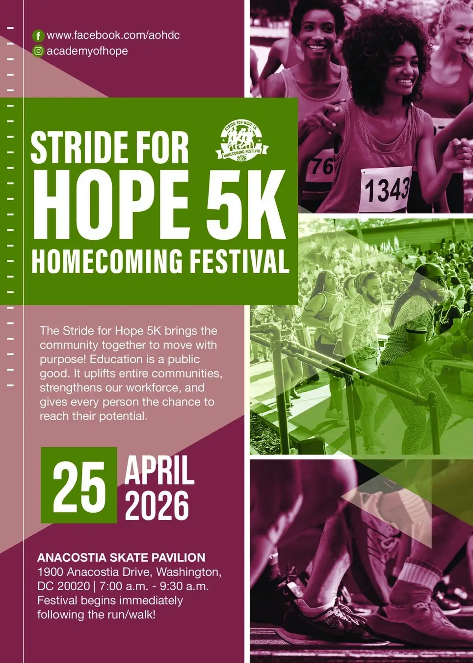 Join Us at Stride for Hope 5K & Homecoming Festival,