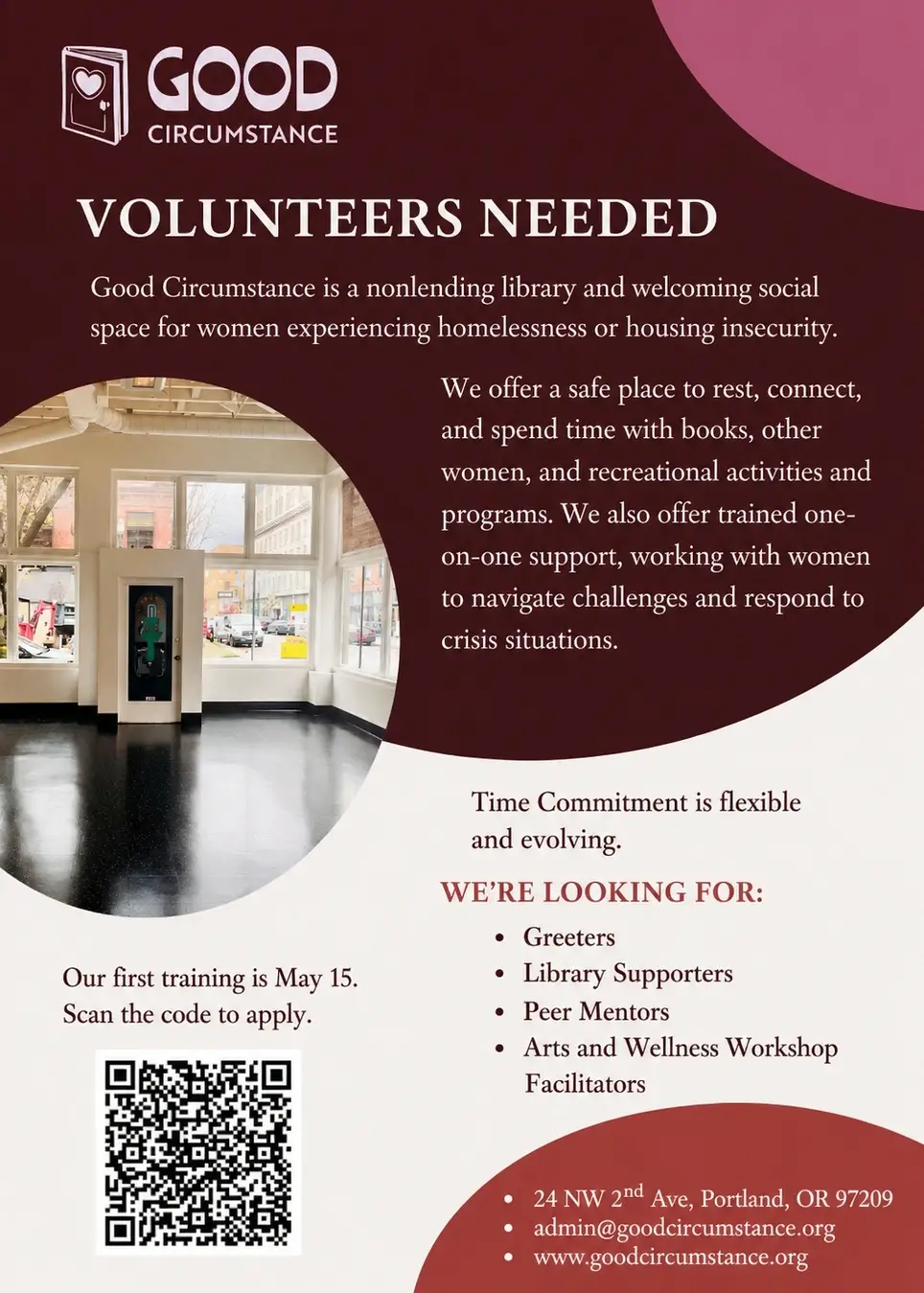 Volunteers needed for our non-lending library for women