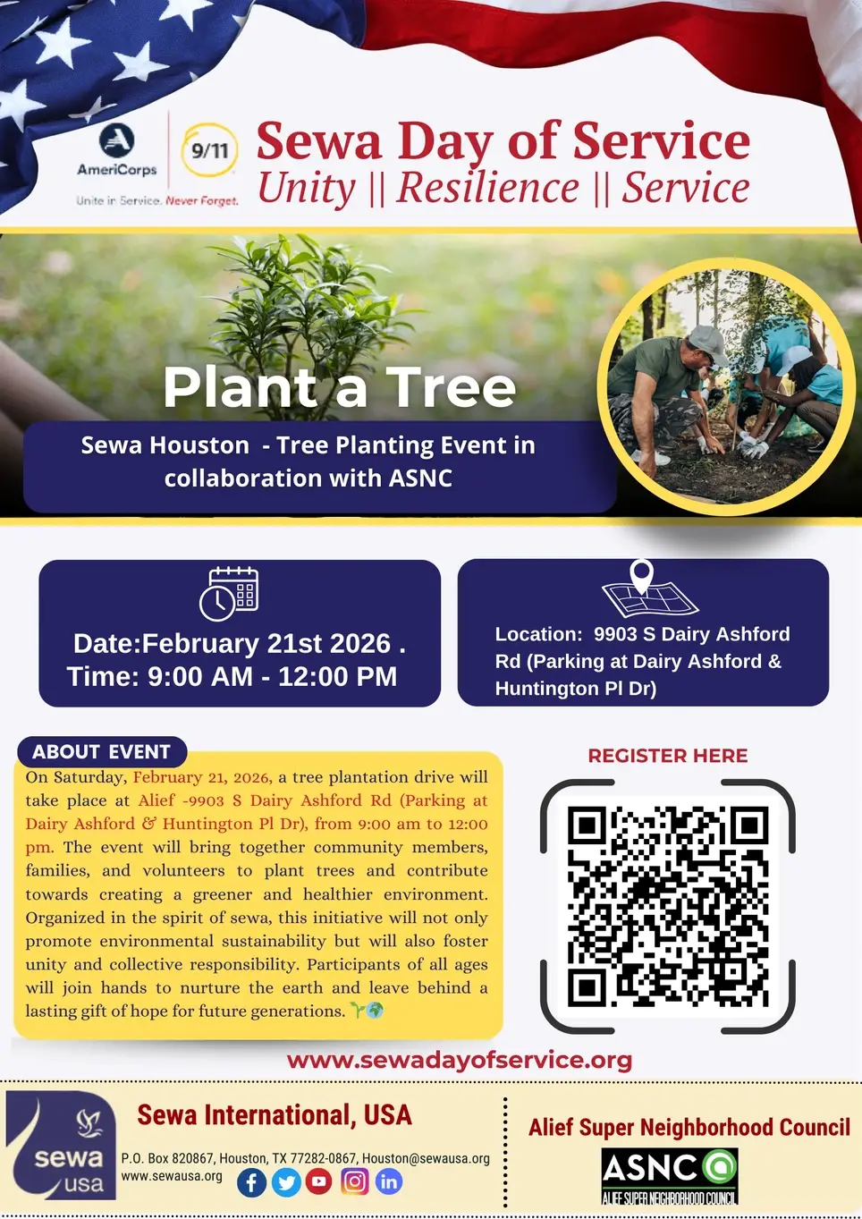 Sewa Houston- Tree planting in collaboration with ASNC