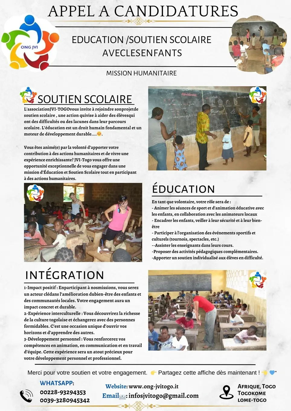 Rejoignez une aventure solidaire avec JVI-Togo !