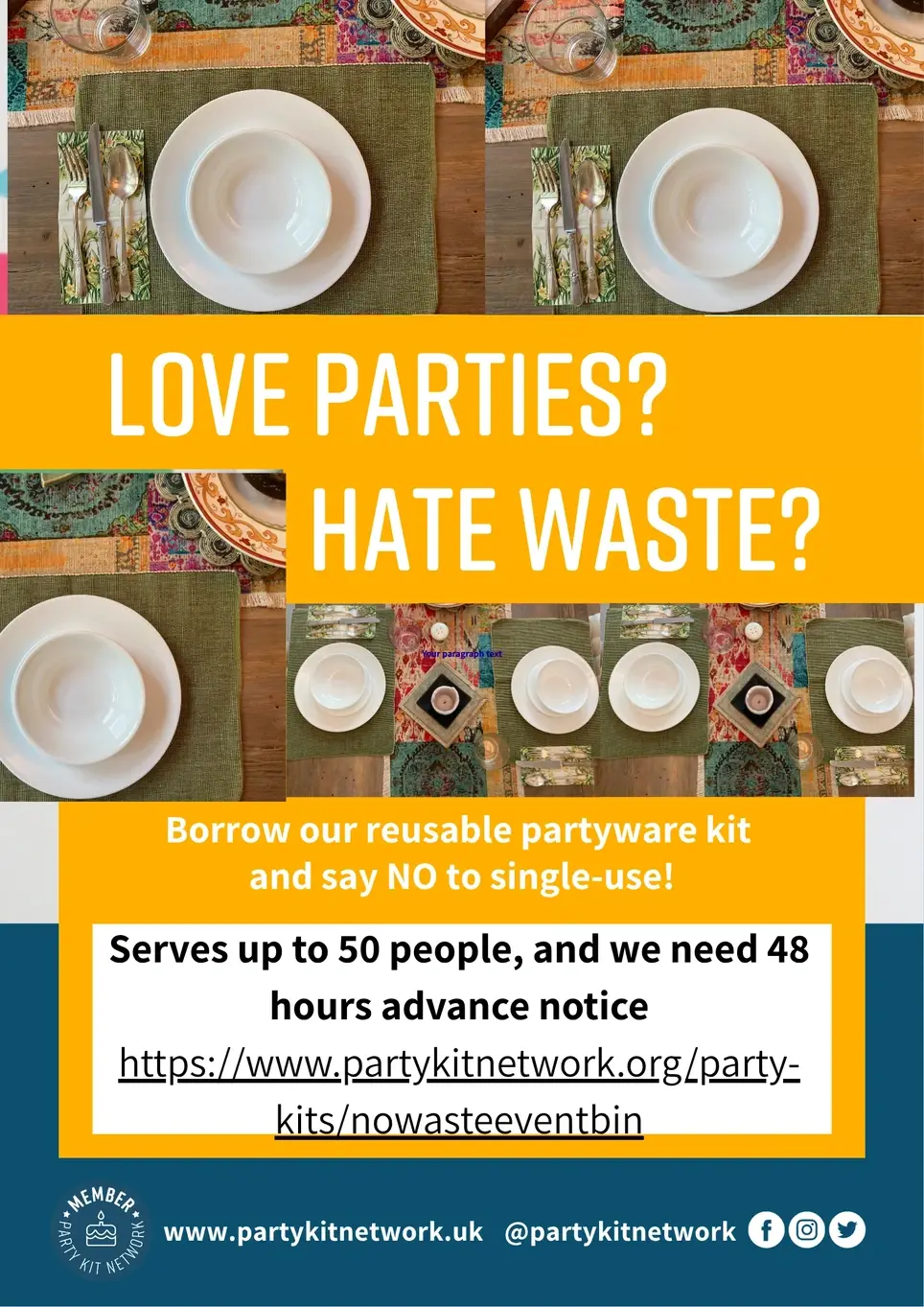 Help us promote and manage our No Waste Event Bins via the Party Kit Network