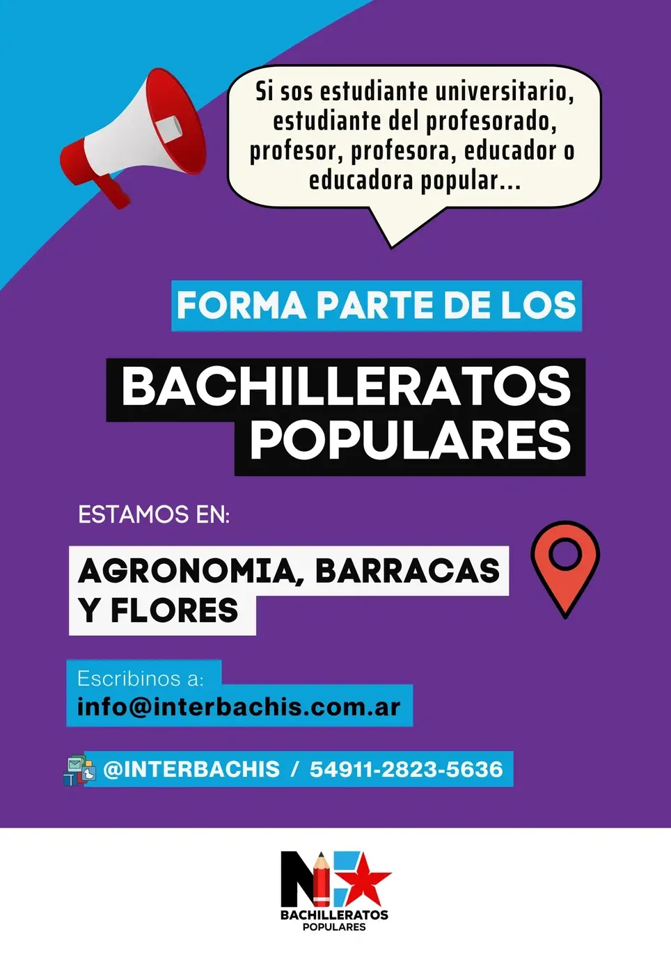 Convocatoria a EDUCADORXS POPULARES para Bachilleratos Populares en CABA