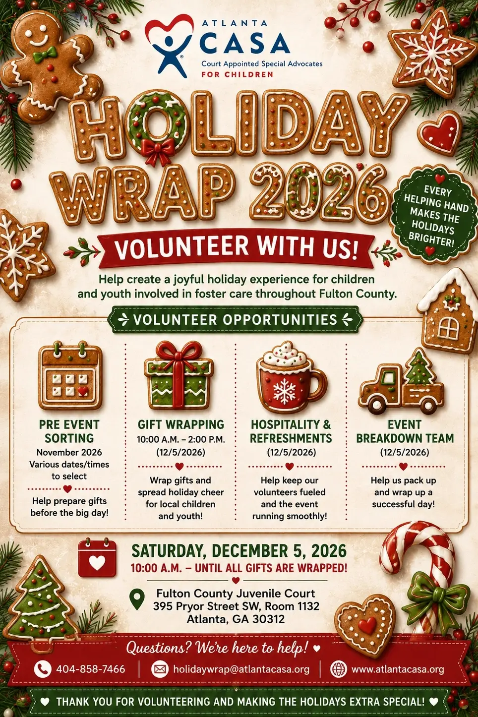 Atlanta CASA - Holiday Wrap 2026 - Gingerbread & Giving