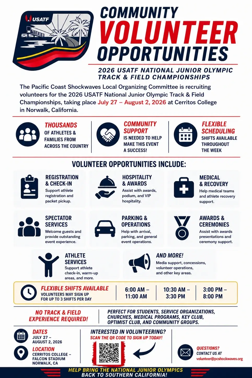 Volunteers Needed: 2026 USATF National Junior Olympics Championships