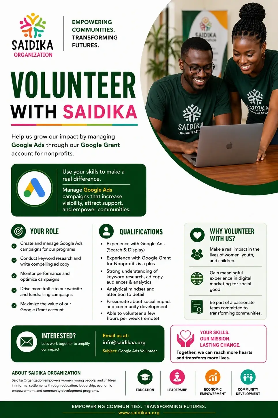 Volunteer Google Ads Specialist (Google Ad Grants)