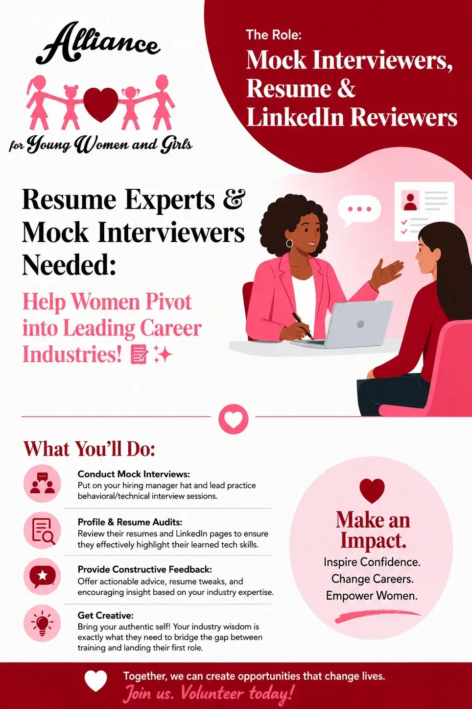 Resume Experts & Mock Interviewers Needed: Help Women Pivot into Leading Careers! 📝✨