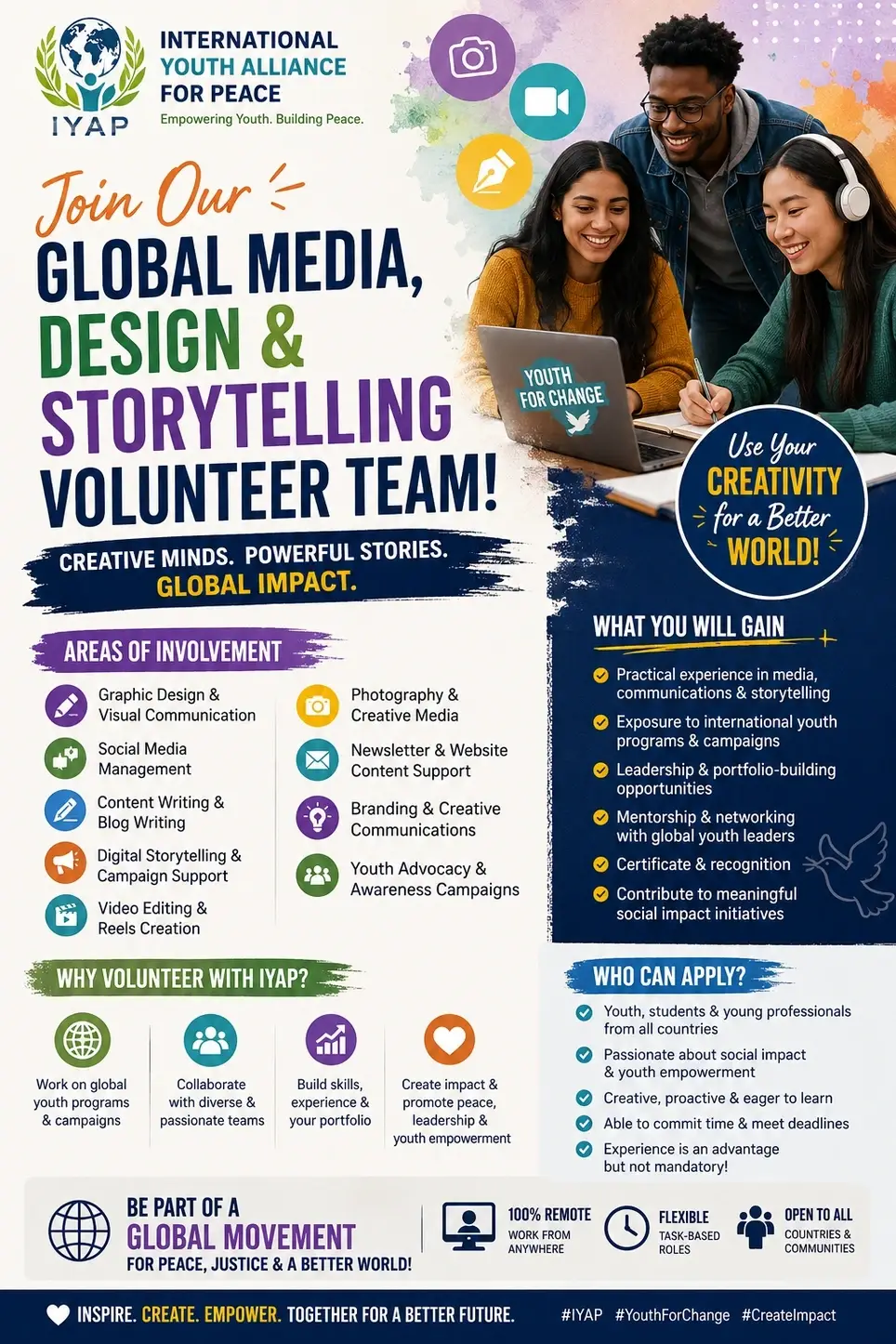 Global Media, Design & Storytelling Volunteers – International Youth Alliance for Peace (IYAP)