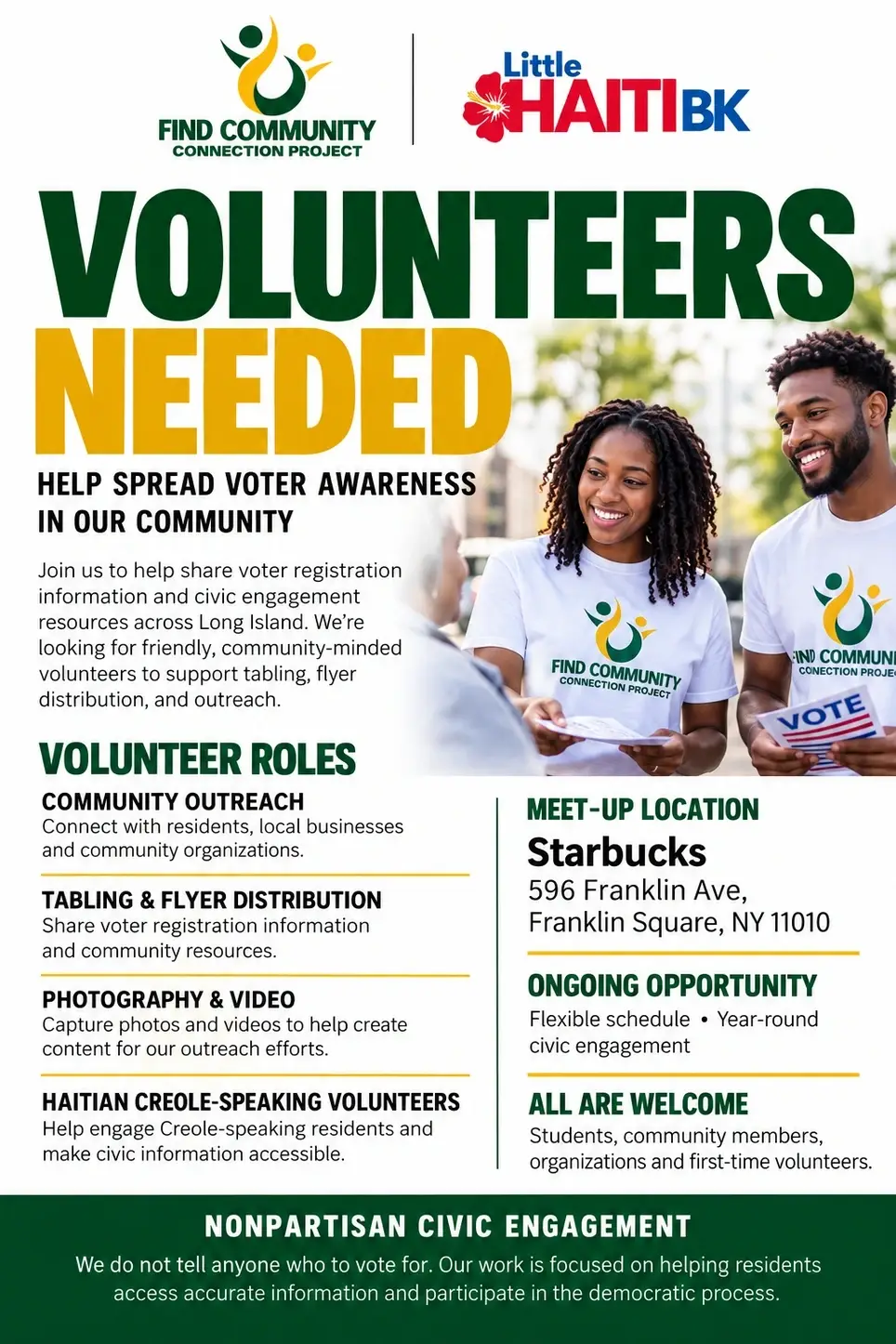 Volunteer Civic Engagement & Voter Registration Outreach Ambassadors Needed