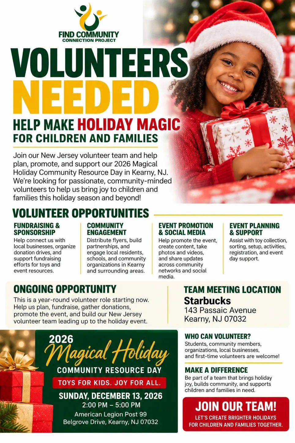 Help Make Holiday Magic! Holiday Toy Drive & Community Outreach Volunteers Needed