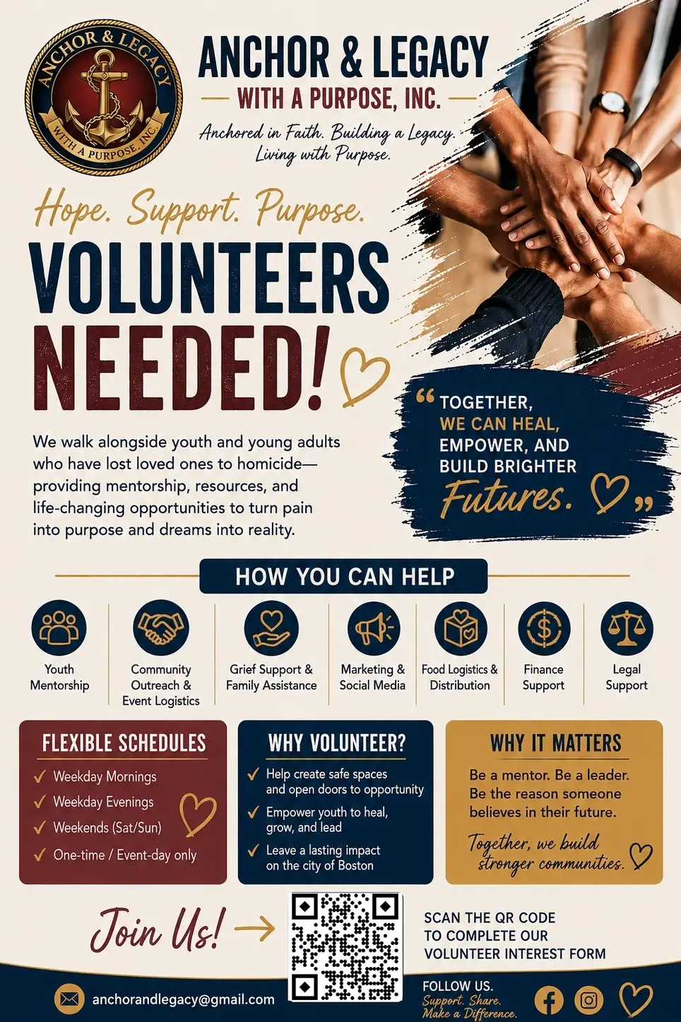 Volunteer With Anchor & Legacy With A Purpose, Inc.