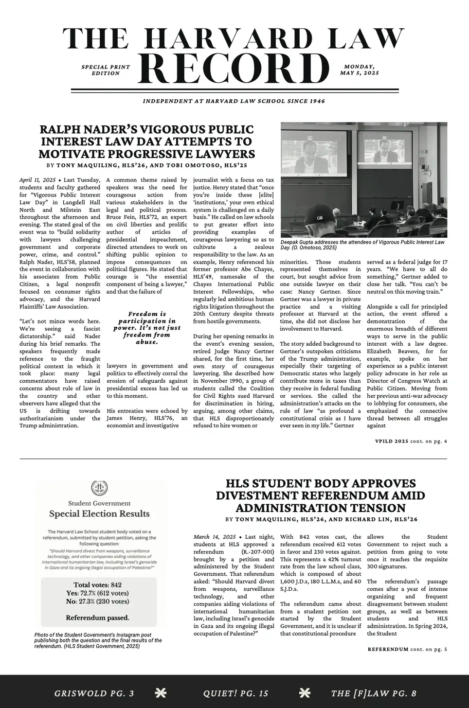 Harvard Law Record - Volunteer Managing Director