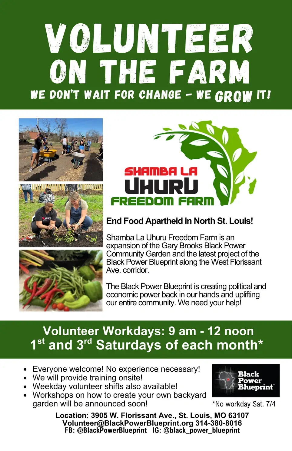Volunteer on the Farm! We don't wait for change - we GROW it!