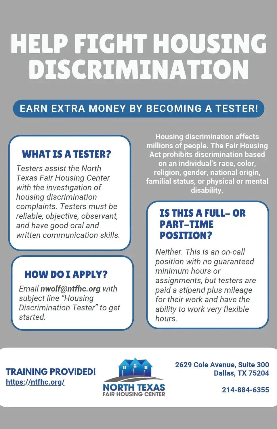 Fair Housing Tester (North Texas Fair Housing Center)