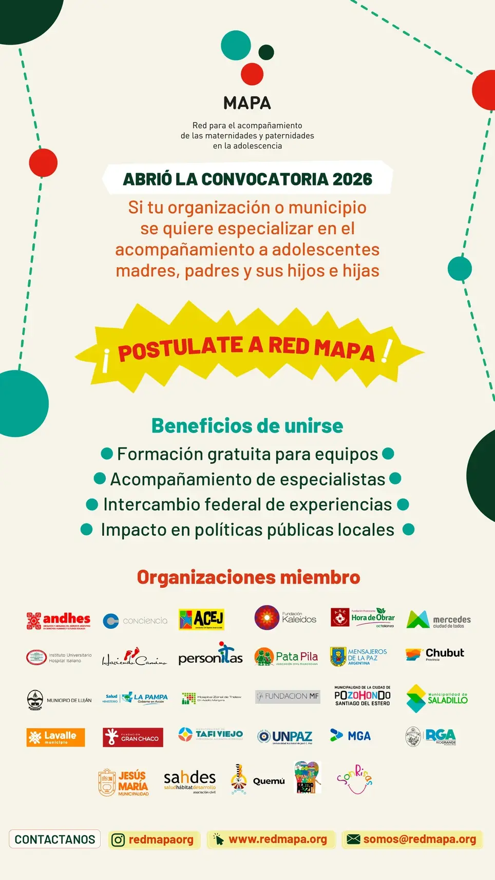 Si tu organización trabaja con adolescentes y quiere especializarse en el acompañamiento a adolescentes que son madres, padres y sus hijas e hijos, ¡este es el lugar! 👶💪