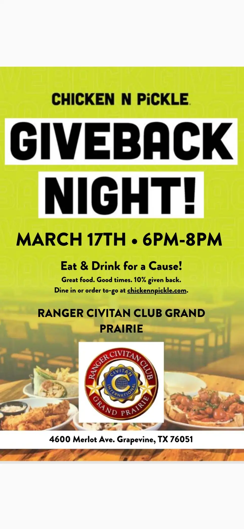 Chicken N Pickle - St Paddy’s Day Giveback