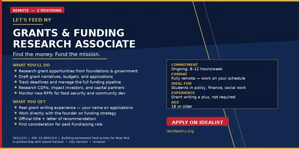 Grants & Funding Research Associate | Let's Feed NY