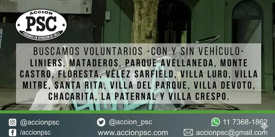 Voluntarios - Recorredores -con y sin vehículo- para asistir a personas en Situación de Calle