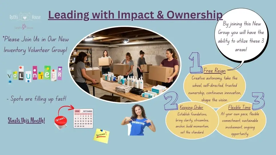 New Inventory Volunteer Group for Ruth's House/Sarah's House