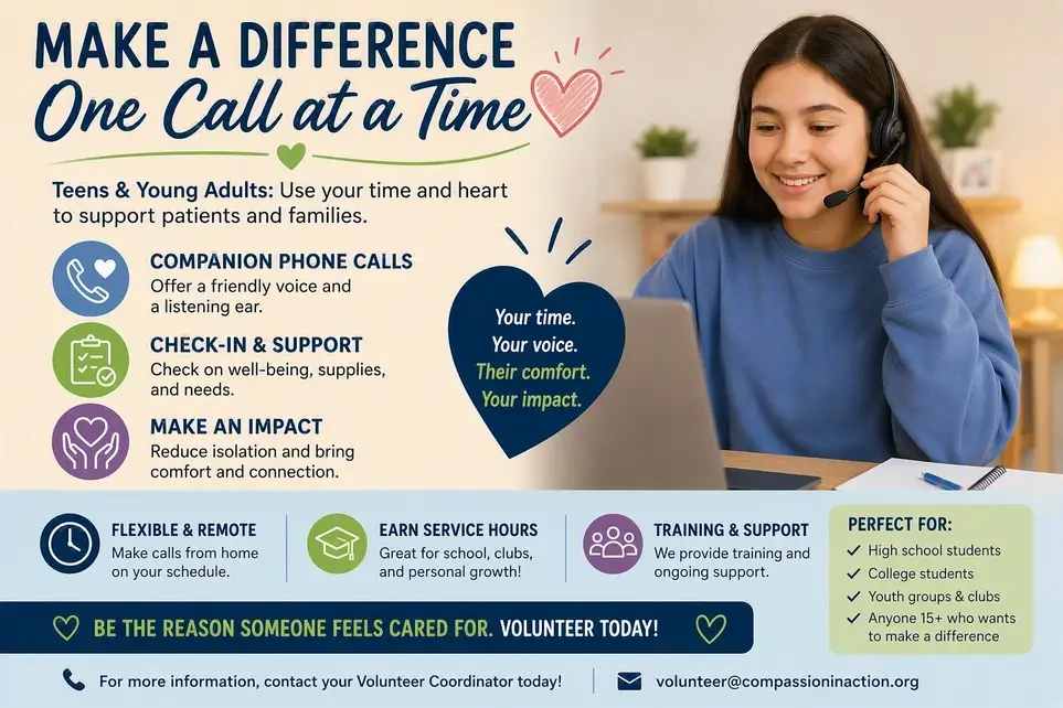Teen & Young Adult Hospice Support Volunteer (Remote Service Hours Available)