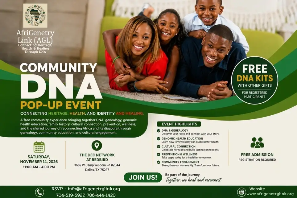 AGL Community DNA Pop Up Event Dallas: Heritage. Health. Healing