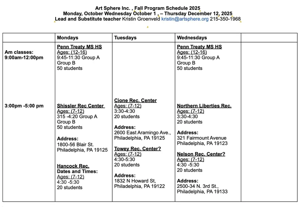 In-Person Art Teacher Volunteer *Stipend Available!*