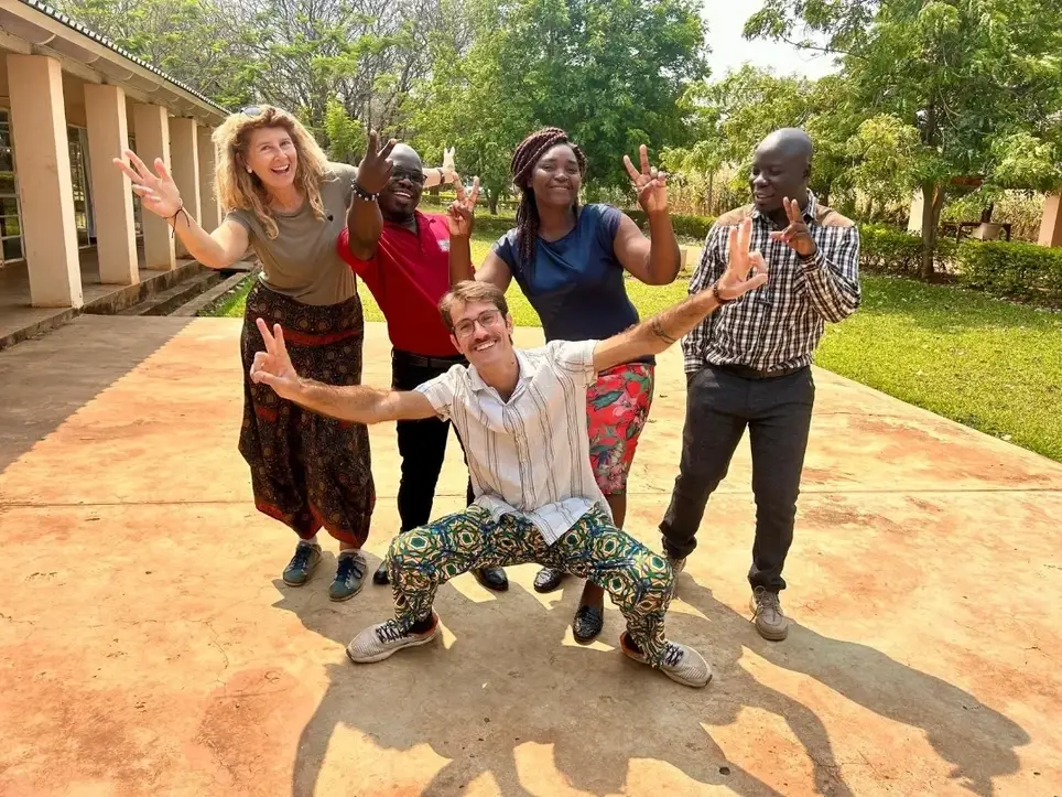 Volunteer in an international development project