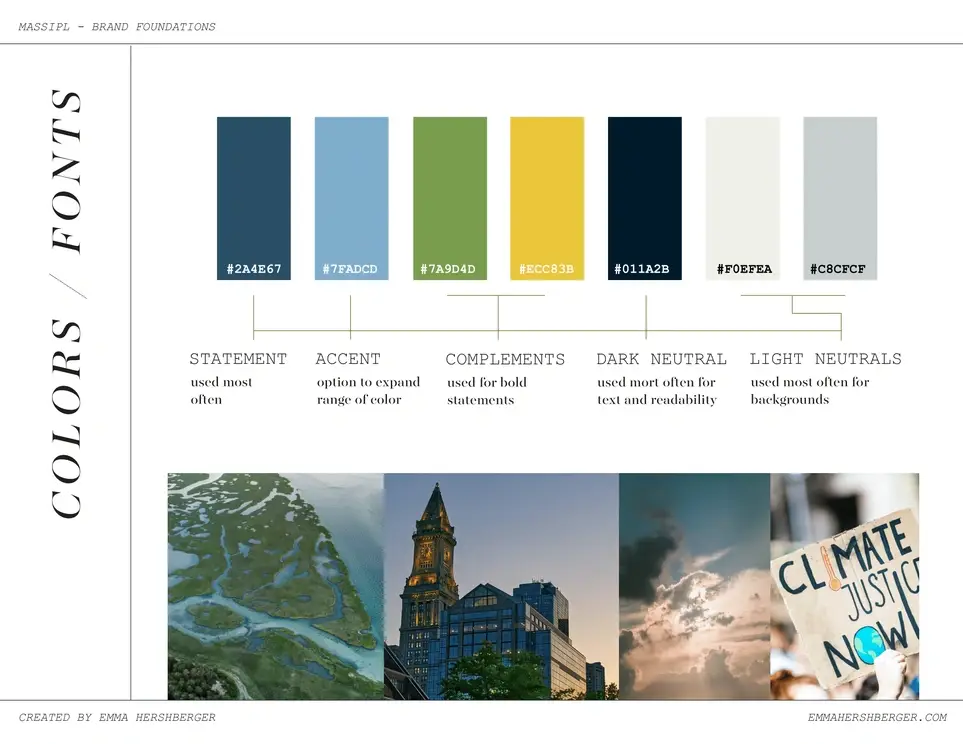 Recommend colors and fonts for a climate nonprofit's upcoming website transition