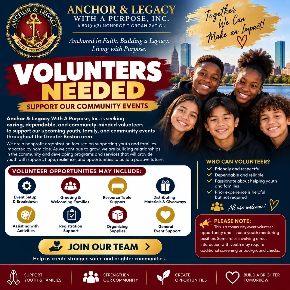 Community Event Volunteers Needed – Anchor & Legacy With A Purpose, Inc.