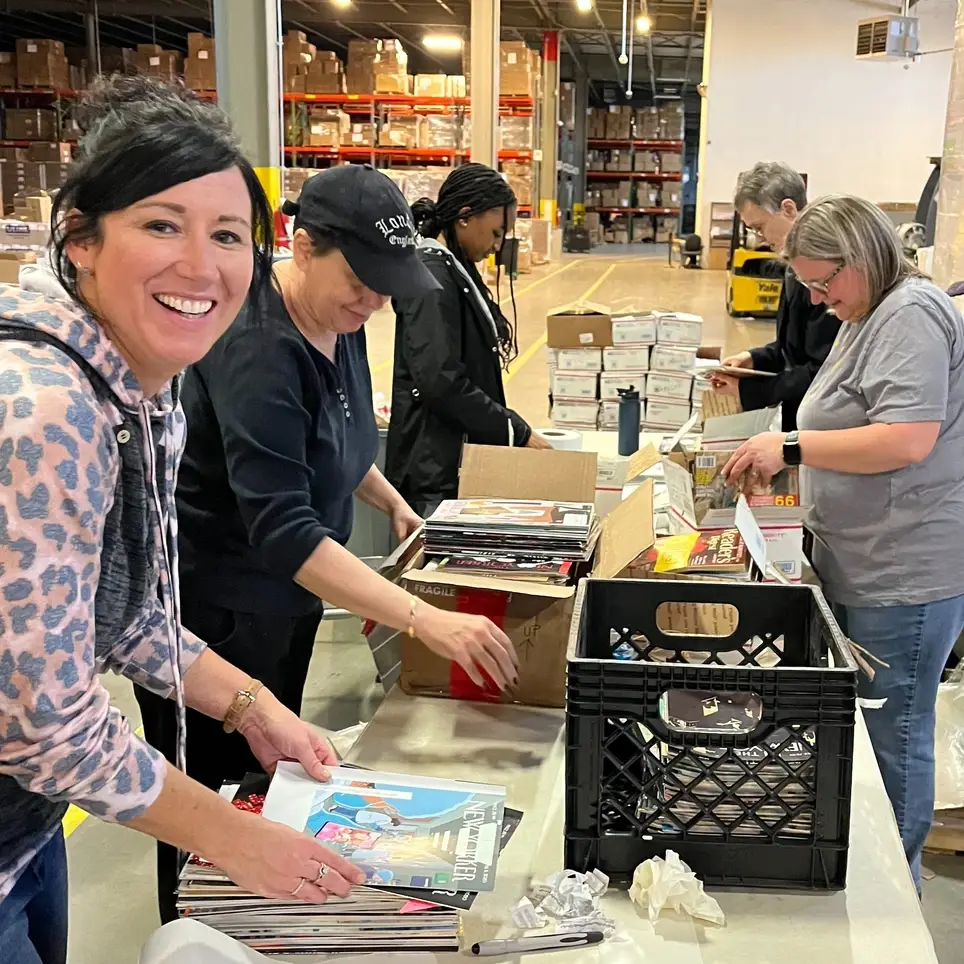 Join Mag Force Mondays! Sort & pack magazines for new readers.