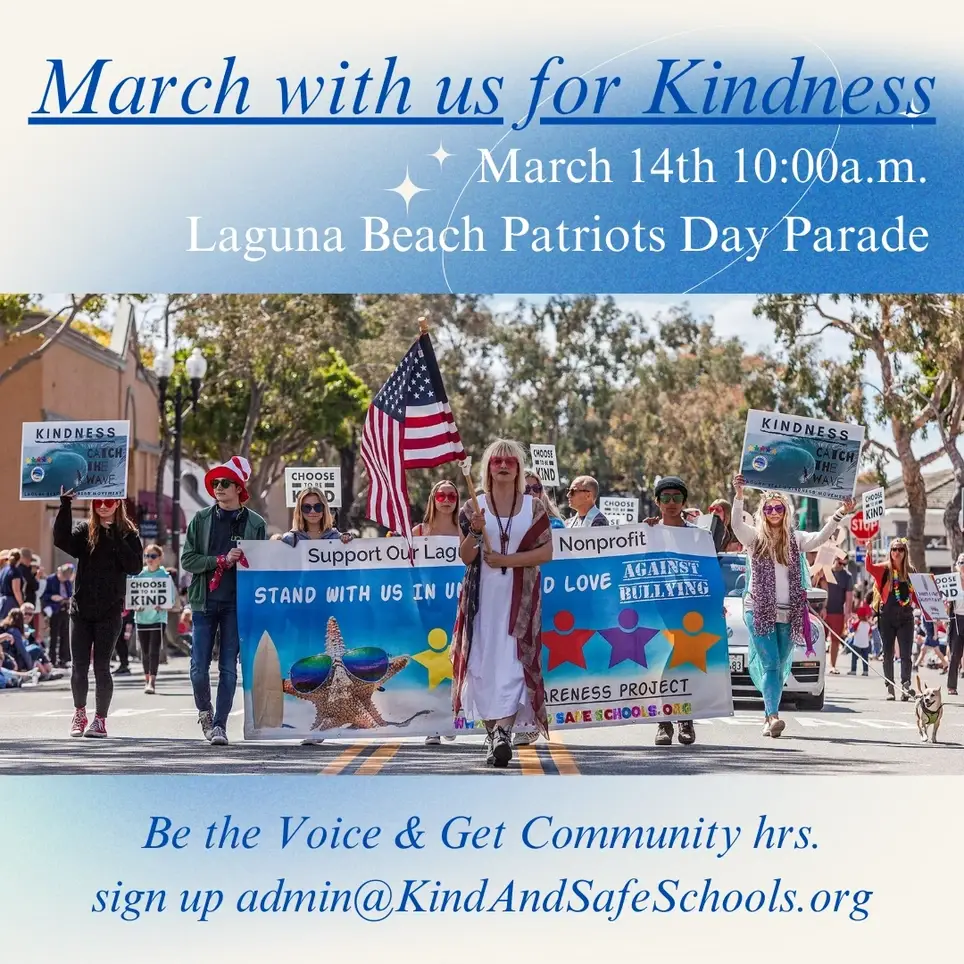 March with us for Kindness, Laguna Beach Patriots Day Parade