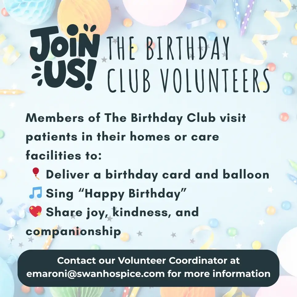 Join The Birthday Club at Swan Hospice!