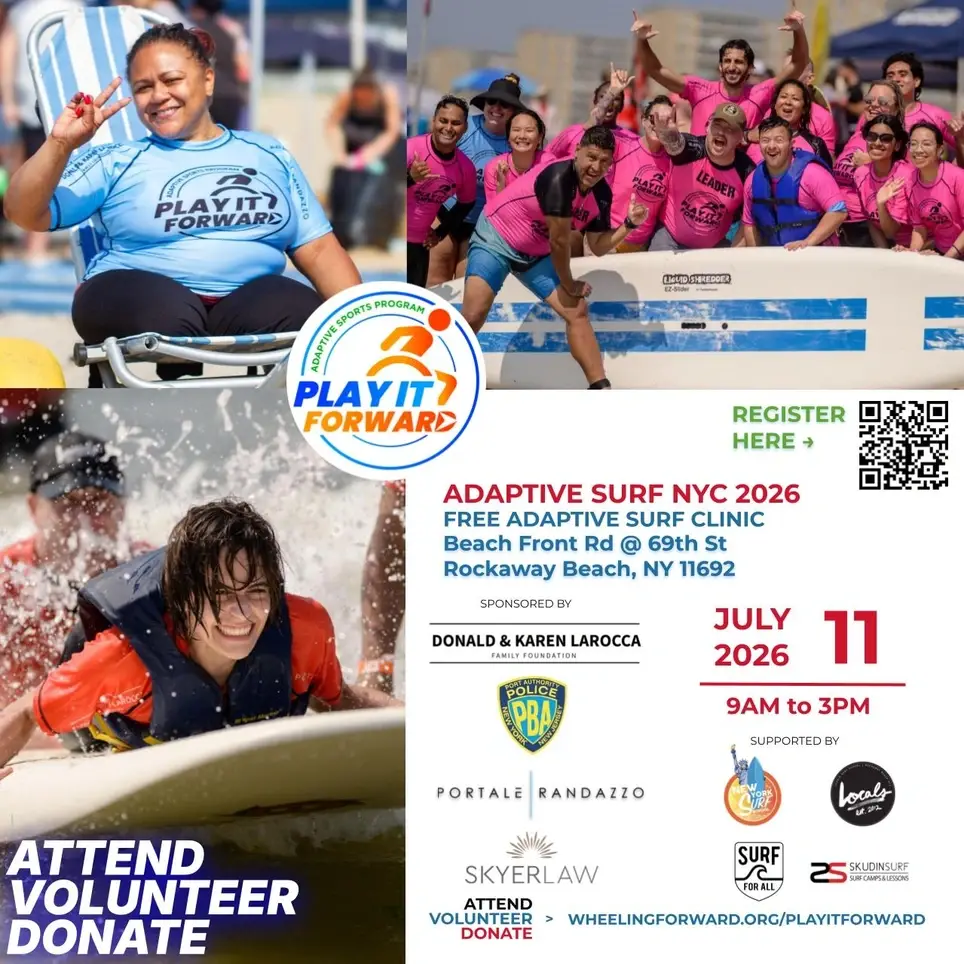 Assist a Person with a Disability to Surf Again! Adaptive surfing clinic in NYC!