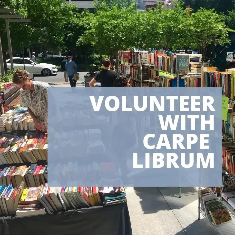 Pop-up outdoor book sale near the Ronald Reagan Building